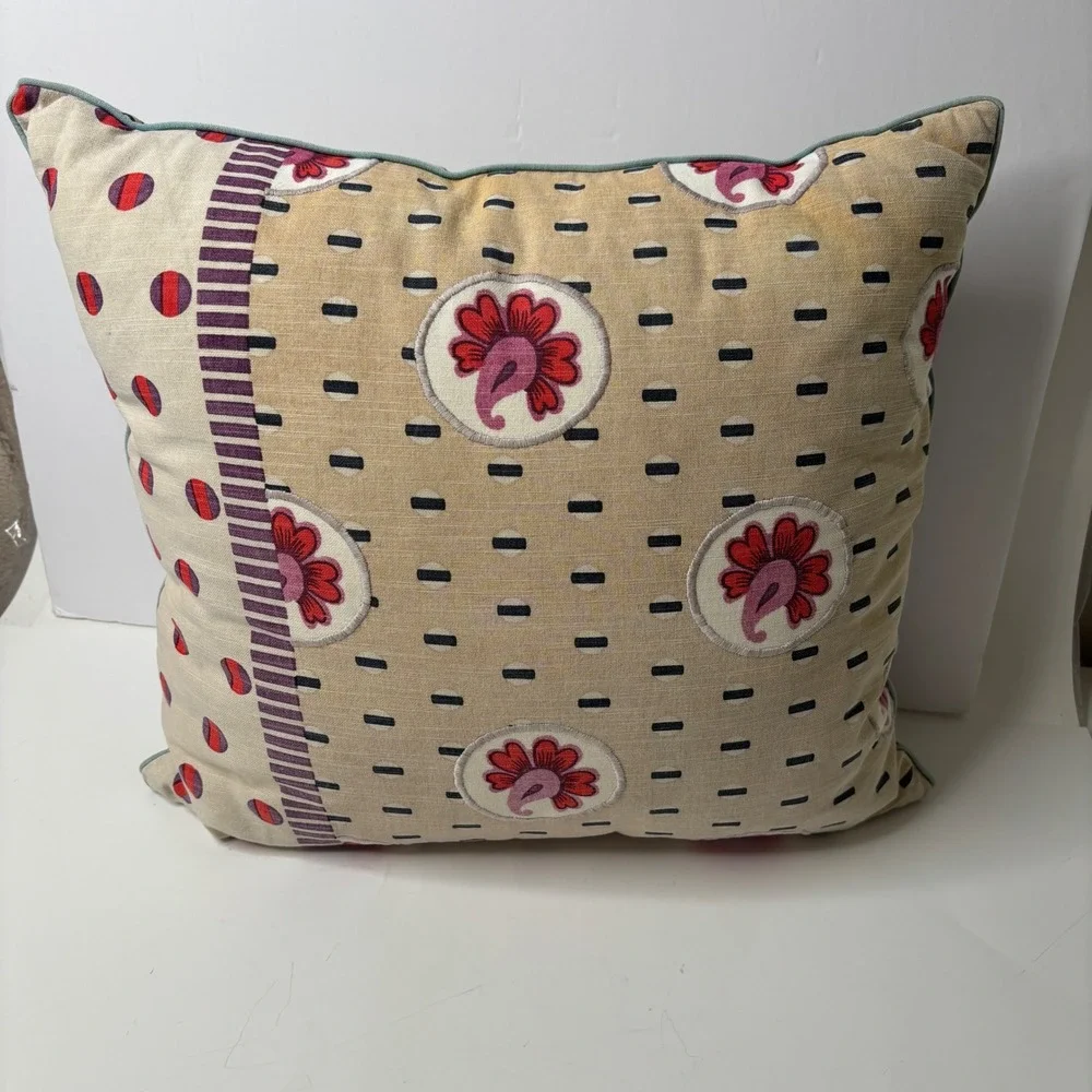SUNO for Anthropologie Decorative Throw Pillow Mixed Print Floral‎ Boho 18x16.5